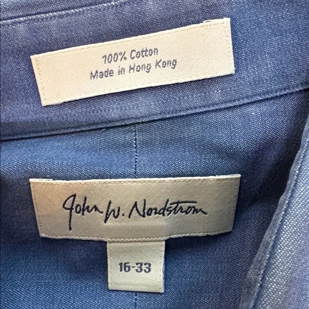 John W Nordstrom Men's Blue Button-Up Shirt Size 16-33 - Picture 7 of 13